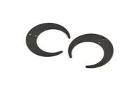 Black Moon Charm, 4 Oxidized Black Brass Crescent Moon Charms With 2 Holes, Connectors (30x28x0.80mm) A1430 S1153