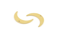 Brass Moon Charm, 24 Raw Brass Crescent Moon Charms With 1 Hole (22x5x0.80mm) M01187