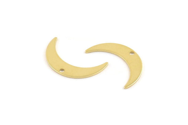 Brass Moon Charm, 24 Raw Brass Crescent Moon Charms With 1 Hole (22x5x0.80mm) M01187