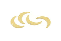 Brass Moon Charm, 24 Raw Brass Crescent Moon Charms With 1 Hole (22x5x0.80mm) M01187