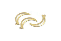 Brass Moon Charm, 24 Raw Brass Crescent Moon Charms With 1 Loop (25x5x0.80mm) M01188