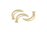 Brass Moon Charm, 24 Raw Brass Crescent Moon Charms With 1 Loop (25x5x0.80mm) M01188