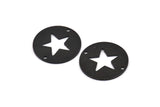 Black Star Connector, 6 Oxidized Black Brass Star Connectors With 2 Holes, Findings, Charms (23x0.9mm) E175