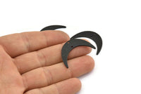 Black Moon Charm, 6 Textured Oxidized Black Brass Crescent Moon Charms With 2 Holes (30x8x1mm) D1391 H1292