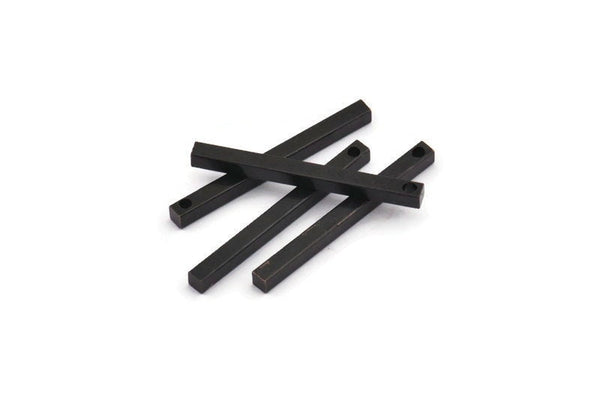 Tiny Necklace Bar, 12 Oxidized Black Brass Bars, Necklace, Earring Findings (2.5x2.5x30mm) D0236