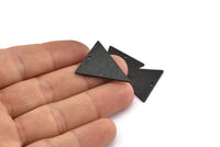 Black Triangle Charm, 6 Textured Oxidized Black Brass Triangle Charms With 1 Hole (28x22x1mm) D1398 S1137