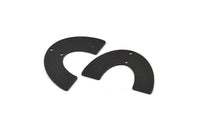 Black Geometric Charm, 4 Textured Oxidized Black Brass Semi Circle Blanks With 2 Holes, Connectors (34x21x0.80mm) D1380 S1132