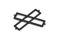 Siyah Dikdörtgen Charm, 2 Döngülü 4 Oksitlenmiş Siyah Pirinç Dikdörtgen Charm (57x14x1mm) E124 S1126