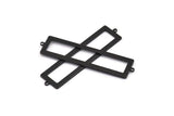 Siyah Dikdörtgen Charm, 2 Döngülü 4 Oksitlenmiş Siyah Pirinç Dikdörtgen Charm (57x14x1mm) E124 S1126