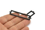 Siyah Dikdörtgen Charm, 2 Döngülü 4 Oksitlenmiş Siyah Pirinç Dikdörtgen Charm (57x14x1mm) E124 S1126