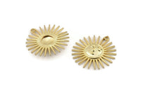 Gold Sun Charm, Gold Plated Brass Sun Charms With 1 Loop, Findings (30x28mm) N1480 Q0792