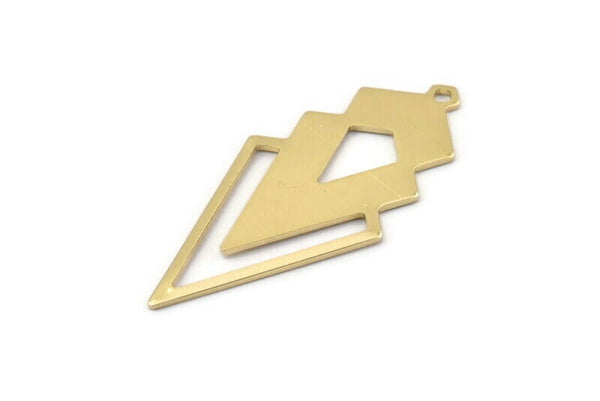 Brass Triangle Charm, 6 Raw Brass Diamond Charms With 1 Loop (49x22x1mm) M01147