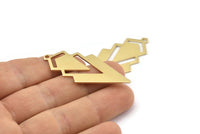 Pirinç Üçgen Charm, 1 Döngülü 6 Ham Pirinç Elmas Charm (49x22x1mm) M01150