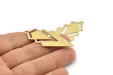 Pirinç Üçgen Charm, 1 Döngülü 6 Ham Pirinç Elmas Charm (49x22x1mm) M01150