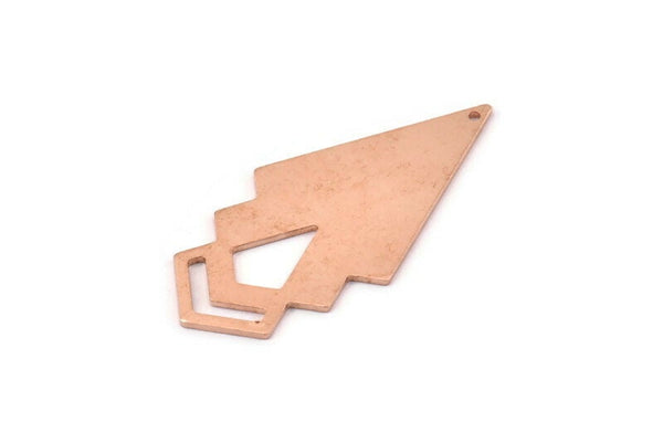 Bakır Üçgen Tılsım, 1 Delikli 4 Ham Bakır Elmas Tılsım (46x22x1mm) M01180