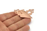 Bakır Üçgen Charm, 1 Döngülü 4 Ham Bakır Elmas Charm (49x22x1mm) M01140