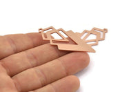 Bakır Üçgen Charm, 1 Döngülü 4 Ham Bakır Elmas Charm (49x22x1mm) M01136