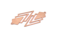 Copper Triangle Charm, 4 Raw Copper Diamond Charms With 1 Loop (49x22x1mm) M01141