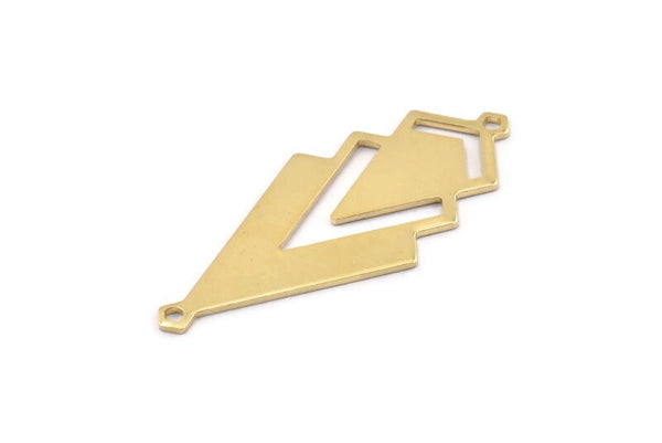 Brass Triangle Charm, 6 Raw Brass Diamond Charms With 2 Loops (51x22x1mm) M01153