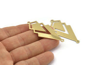 Pirinç Üçgen Charm, 2 Döngülü 6 Ham Pirinç Elmas Charm (51x22x1mm) M01153