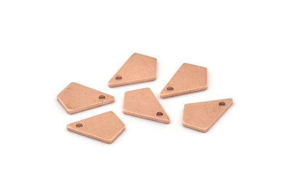 Bakır Üçgen Tılsım, 1 Delikli 24 Ham Bakır Elmas Tılsım (12x8x1mm) M01199