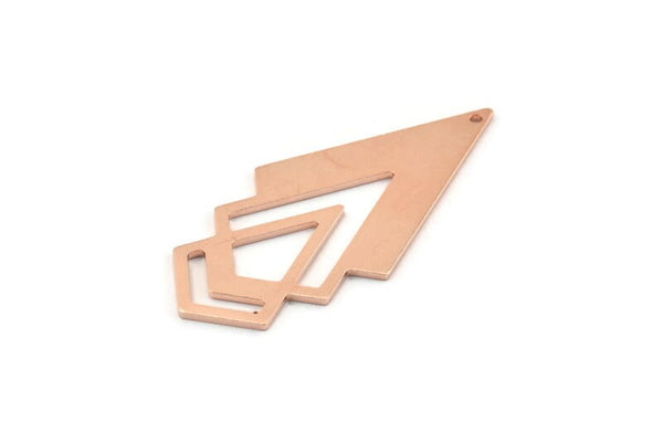 Copper Triangle Charm, 4 Raw Copper Diamond Charms With 1 Hole (46x22x1mm) M01179