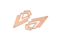 Copper Triangle Charm, 4 Raw Copper Diamond Charms With 1 Hole (46x22x1mm) M01179