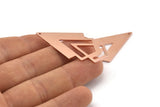 Copper Triangle Charm, 4 Raw Copper Diamond Charms With 1 Hole (46x22x1mm) M01179