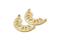 Moon Phases Pendant, 2 Gold Plated Brass Semi Circle Pendants With 2 Loops (27x8x1mm) BS 2068 Q1030