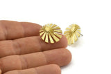 Brass Sun Earring, 4 Raw Brass Rising Sun Flag Stud Earrings (19x1.2mm) N1436