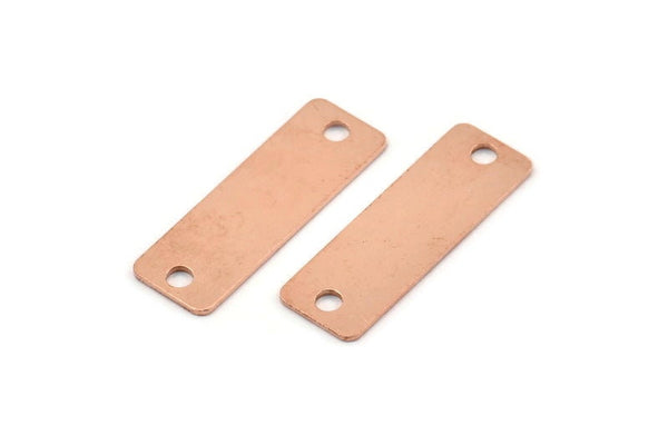 Copper Rectangle Charm, 10 Raw Copper Rectangle Stamping Blanks With 2 Hole, Pendants, Connectors (30x10x0.80mm) M561