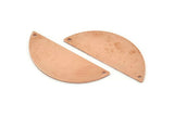 Semi Circle Charm, 6 Raw Copper Half Moon Pendants With 2 Holes, Stamping Blank (39x15x0.90mm) M531