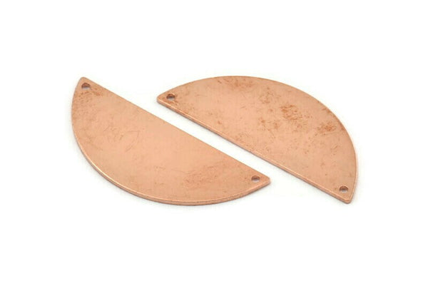 Yarım Daire Charm, 2 Delikli 6 Ham Bakır Yarım Ay Kolye, Damgalama Boşluğu (39x15x0,90 mm) M531