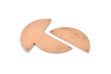 Semi Circle Charm, 6 Raw Copper Half Moon Pendants With 2 Holes, Stamping Blank (39x15x0.90mm) M531