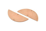Semi Circle Charm, 6 Raw Copper Half Moon Connectors With 2 Holes, Stamping Blank (39x15x0.90mm) M530