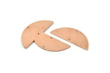Semi Circle Charm, 6 Raw Copper Half Moon Connectors With 2 Holes, Stamping Blank (39x15x0.90mm) M530