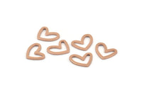 Rose Gold Heart Charm, 10 Rose Gold Plated Brass Heart Connectors, Findings (11x14x1mm) D1195 Q0343