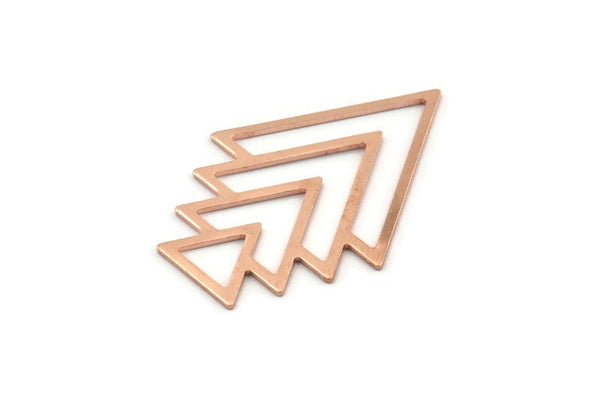 Copper Triangle Blank, 4 Raw Copper Tree Blanks (47x33x1mm) M01283