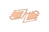 Copper Triangle Charm, 4 Raw Copper Tree Charms With 1 Loop (49x33x1mm) M01259
