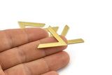 Brass V Shape, 12 Raw Brass V Shaped Blanks (28x23x1mm) M01247