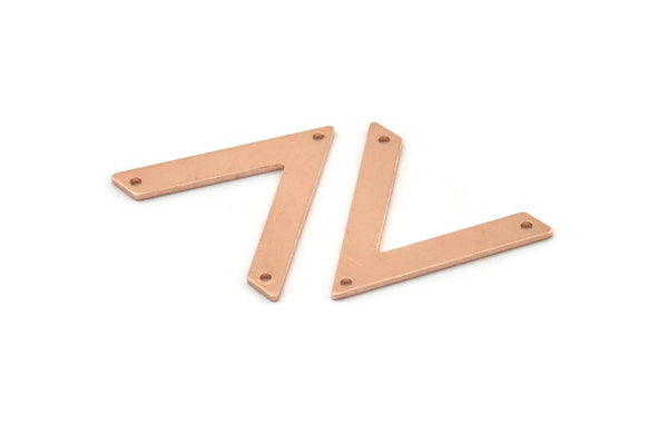 Bakır V Şeklinde, 3 Delikli 12 Ham Bakır V Şeklinde Tılsım (28x23x1mm) M01270
