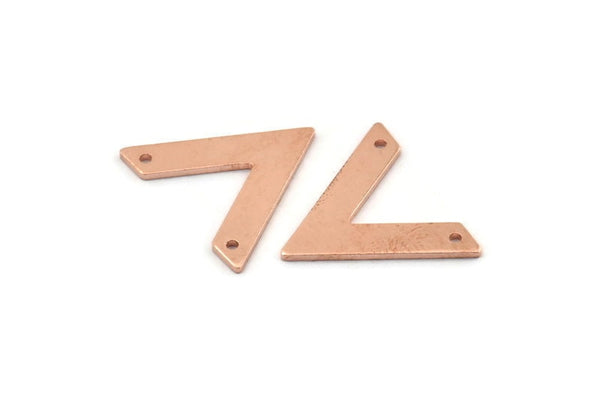 Bakır V Şeklinde, 2 Delikli 12 Ham Bakır V Şeklinde Tılsım (22x18x1mm) M01269