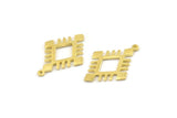 Brass Charm, 4 Raw Brass - Carpet Pattern - Charm Pendant -  Brass Rug Pattern Charms With 1 Loop (29x20x1.2mm) N1494