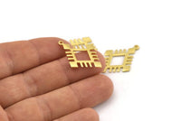 Brass Charm, 4 Raw Brass - Carpet Pattern - Charm Pendant -  Brass Rug Pattern Charms With 1 Loop (29x20x1.2mm) N1494