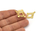 Brass Charm, 4 Raw Brass - Carpet Pattern - Charm Pendant -  Brass Rug Pattern Charms With 1 Loop (29x20x1.2mm) N1494