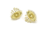 Brass Eye Earring, 4 Raw Brass Eye Stud Earrings (24x21mm) N1504