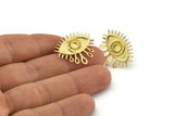 Brass Eye Earring, 4 Raw Brass Eye Stud Earrings (24x21mm) N1504