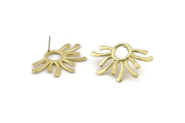 Stud Earring, 2 Raw Brass, Brass Earrings, Brass Stud Earrings (37x24mm) N1503