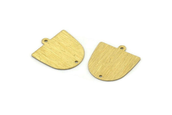 Brass D Shape,  24 Textured Raw Brass D Shape Charms With 1 Loop And 1 Hole (18x17x0.50mm) M01375