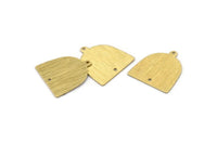 Brass D Shape,  24 Textured Raw Brass D Shape Charms With 1 Loop And 1 Hole (18x17x0.50mm) M01374